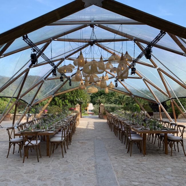 Main Entrance with tent 2 long tables 30 people each table